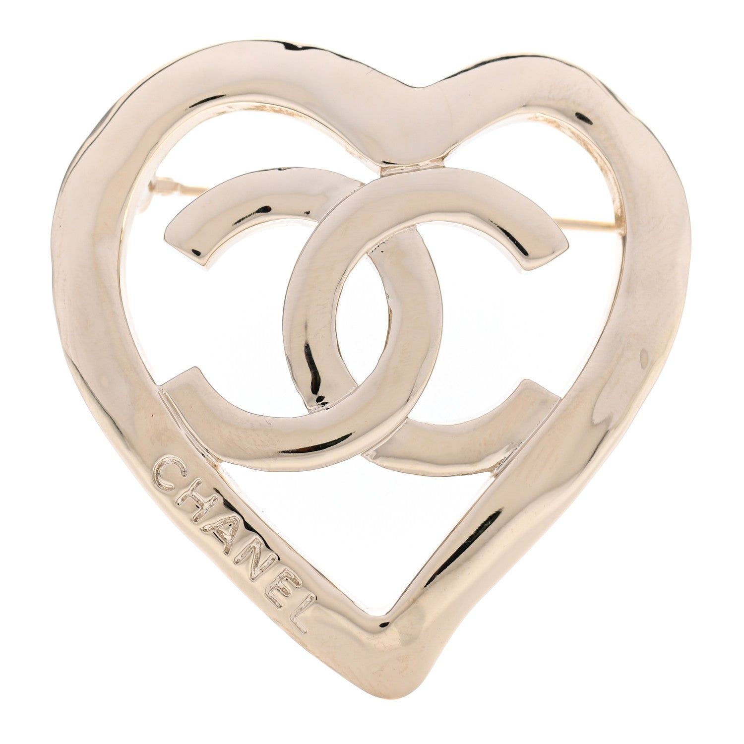 Chanel Metal CC Heart Coco In Love Brooch Gold 1 of 5
