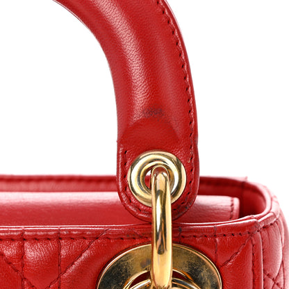 Christian Dior Lambskin Cannage Mini Lady Dior Red 9 of 9
