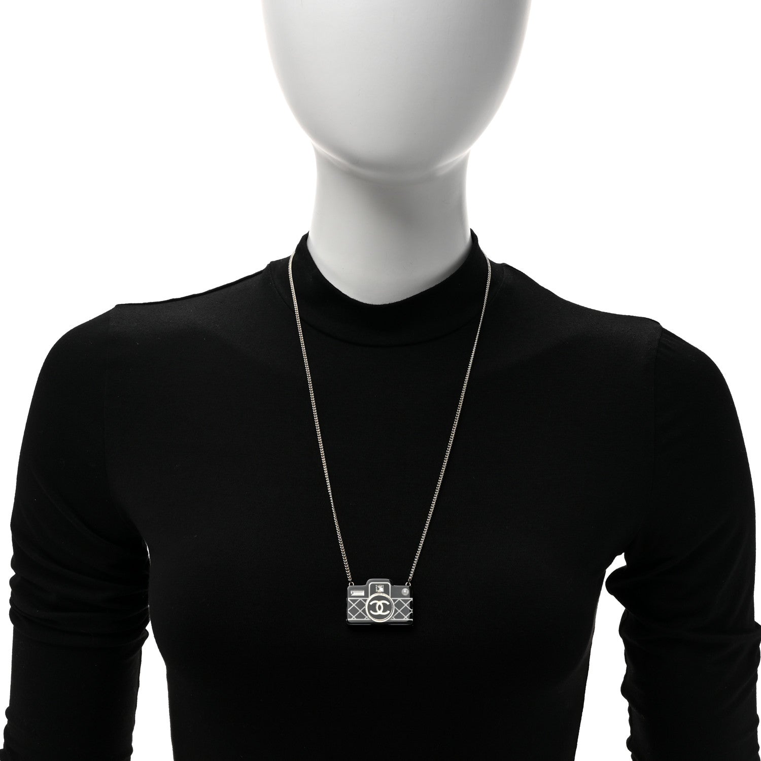 Chanel Resin Camera CC Necklace Black Gold 2 of 4