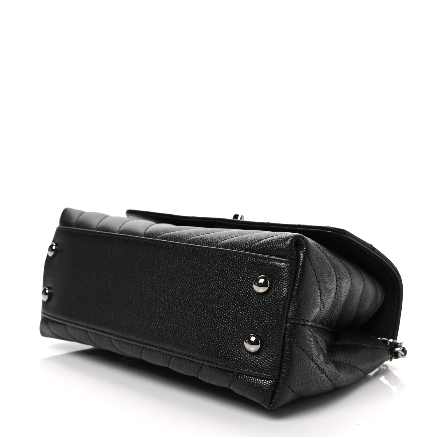 Chanel Caviar Chevron Quilted Mini Coco Handle Flap Black 7 of 8