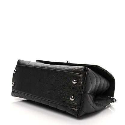 Chanel Caviar Chevron Quilted Mini Coco Handle Flap Black 7 of 8