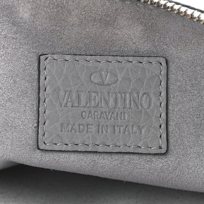 Valentino Garavani Pebbled Calfskin Large Rockstud Zip Pouch Pastel Grey 6 of 12