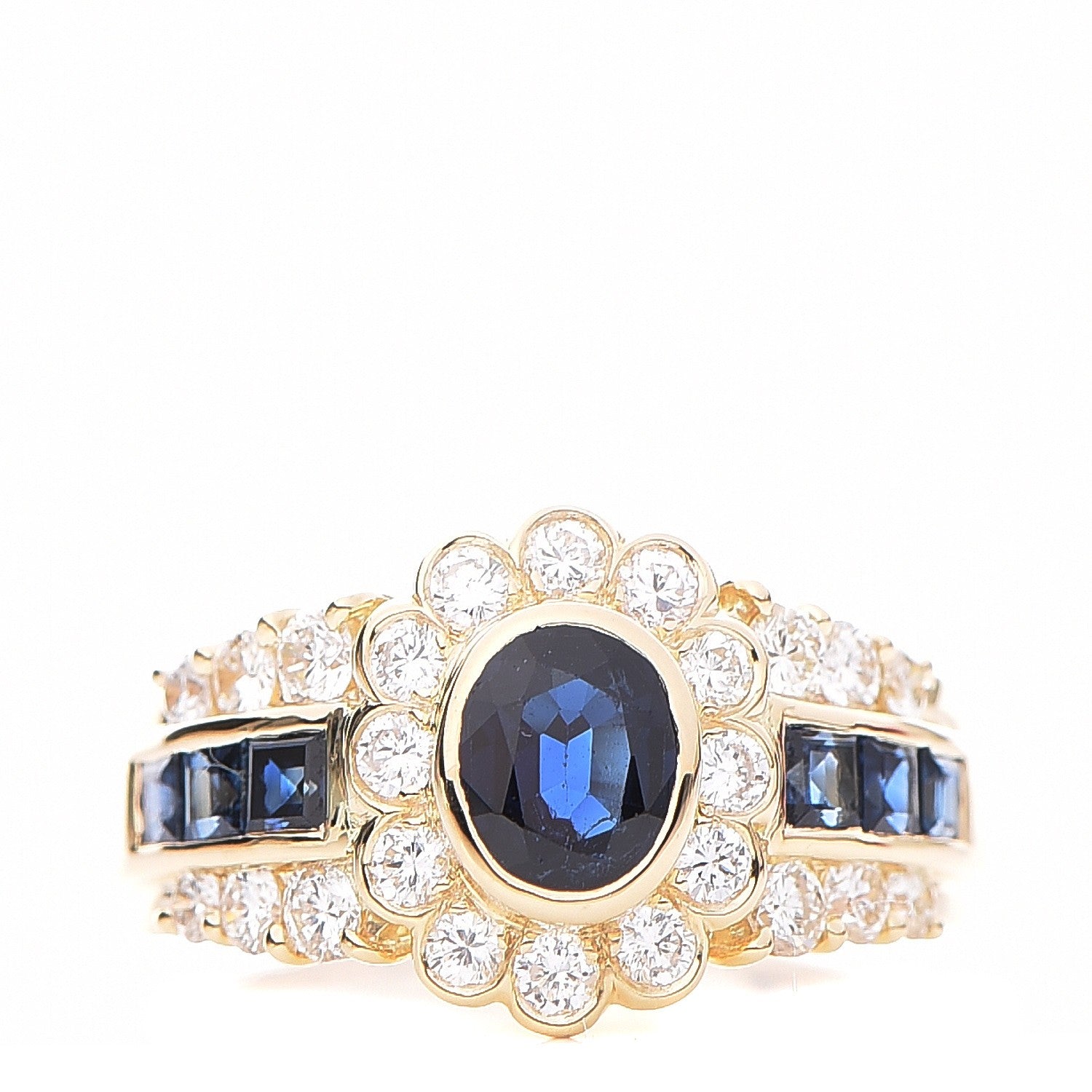 Cartier 18K Yellow Gold Diamond Sapphire Ring 55 7.5 1 of 6