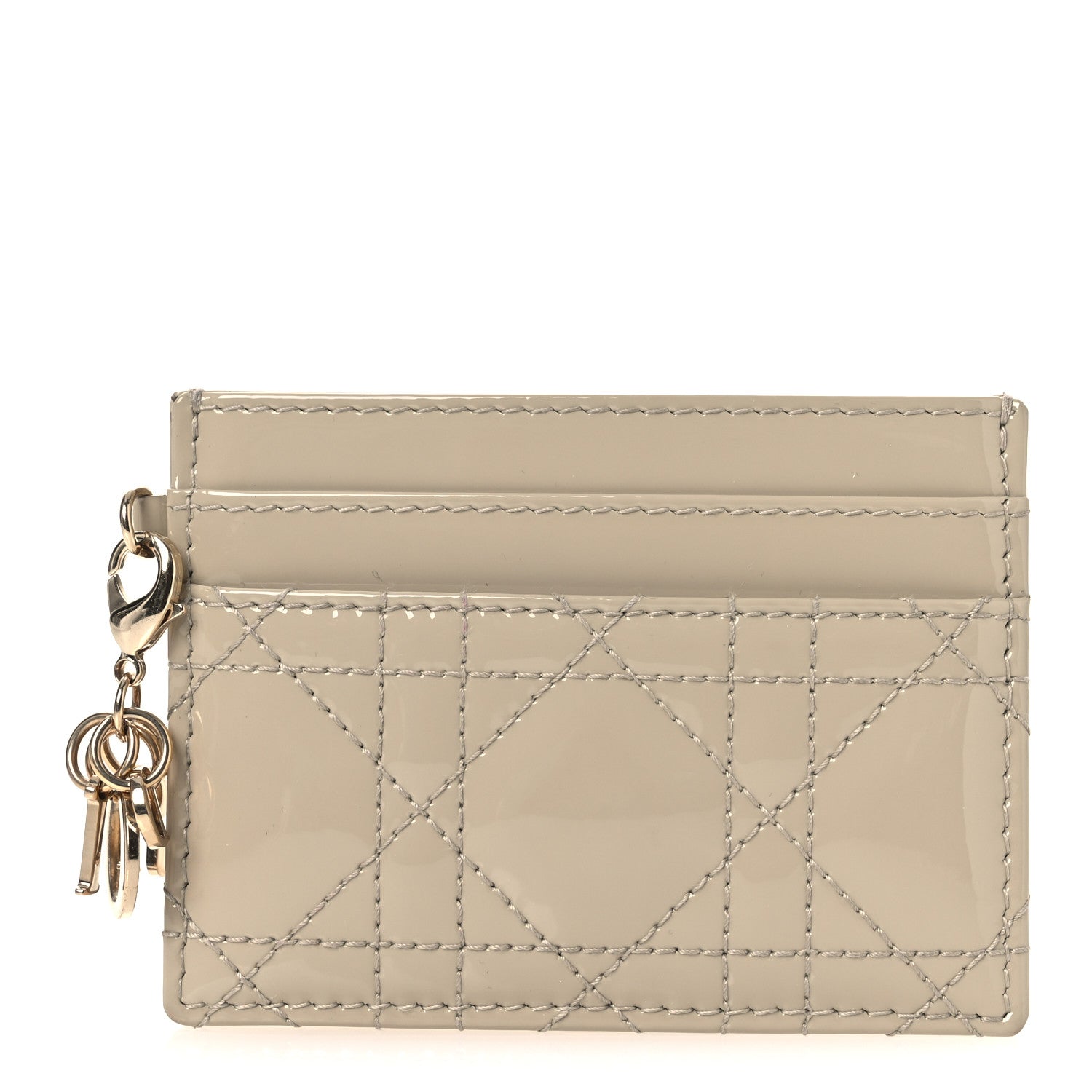 Christian Dior Patent Cannage Lady Dior Card Holder  Beige 1 of 7