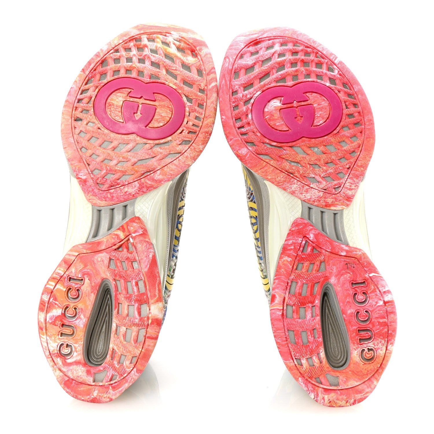 Gucci Technical Knit Fabric Waves Mens Gucci Run Sneakers 7.5 Multicolor 6 of 8