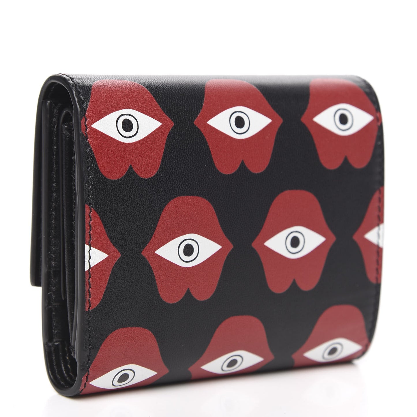 X ANNELI SANAYE HENRIKSSON Smooth Calfskin Telepathic Compact Wallet Red Black