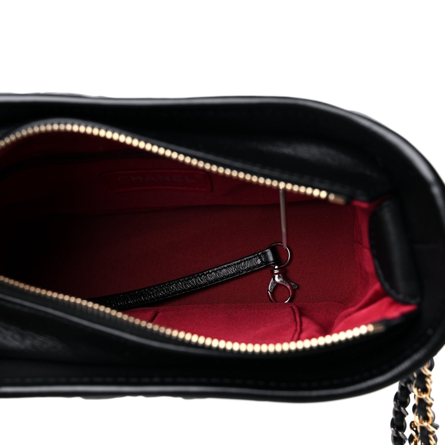 Aged Calfskin Chevron Quilted Small Gabrielle Hobo Black