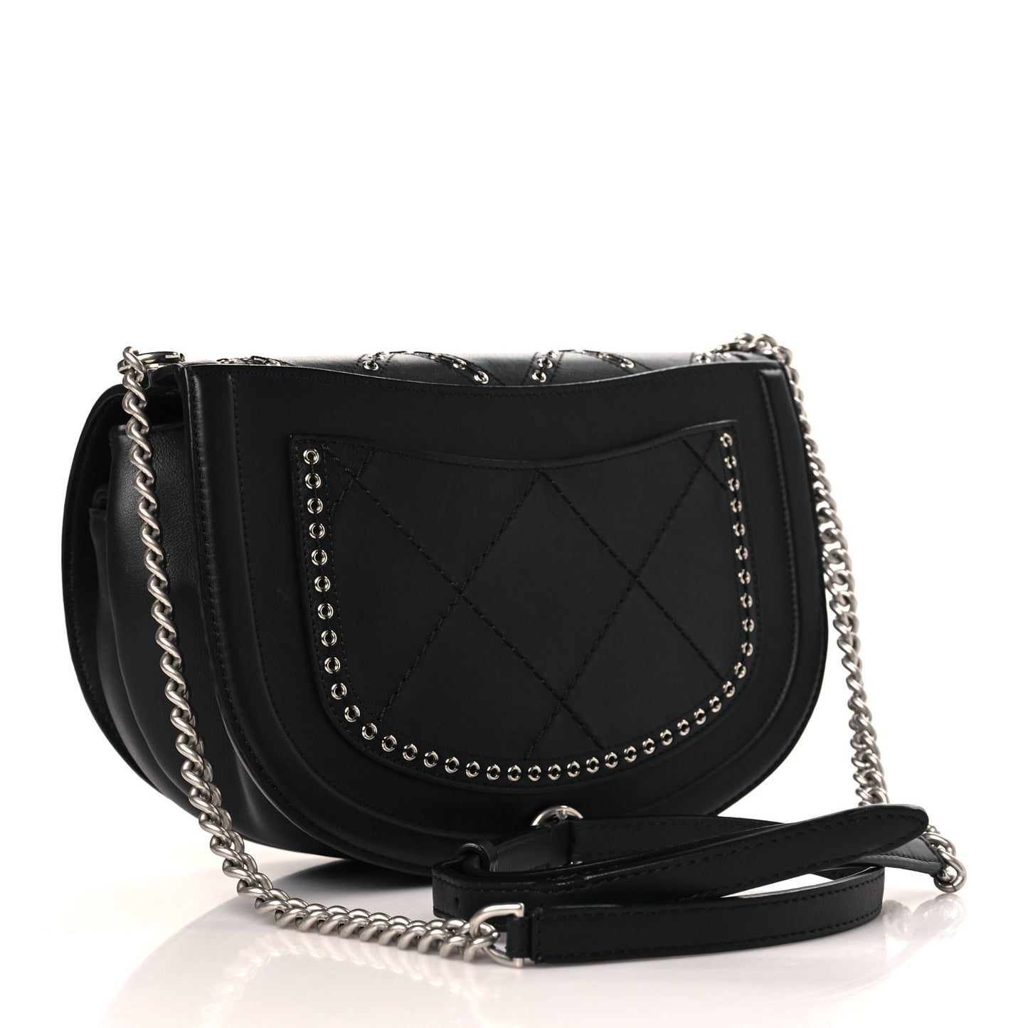 Calfskin Coco Eyelets Small Flap Bag Black