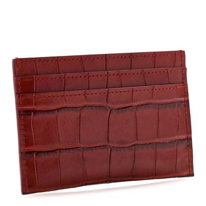 Chanel Calfskin Crocodile Embossed Crococo Card Holder Burgundy 3 of 8