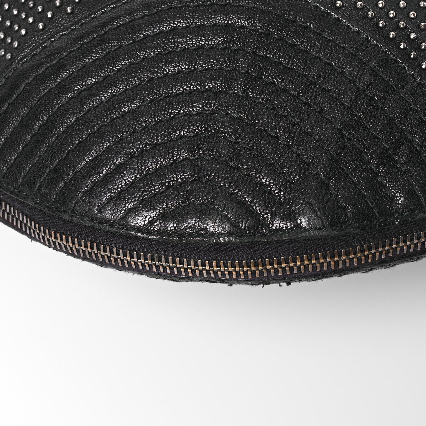 Studded Calfskin Faithful Zip Hobo Black