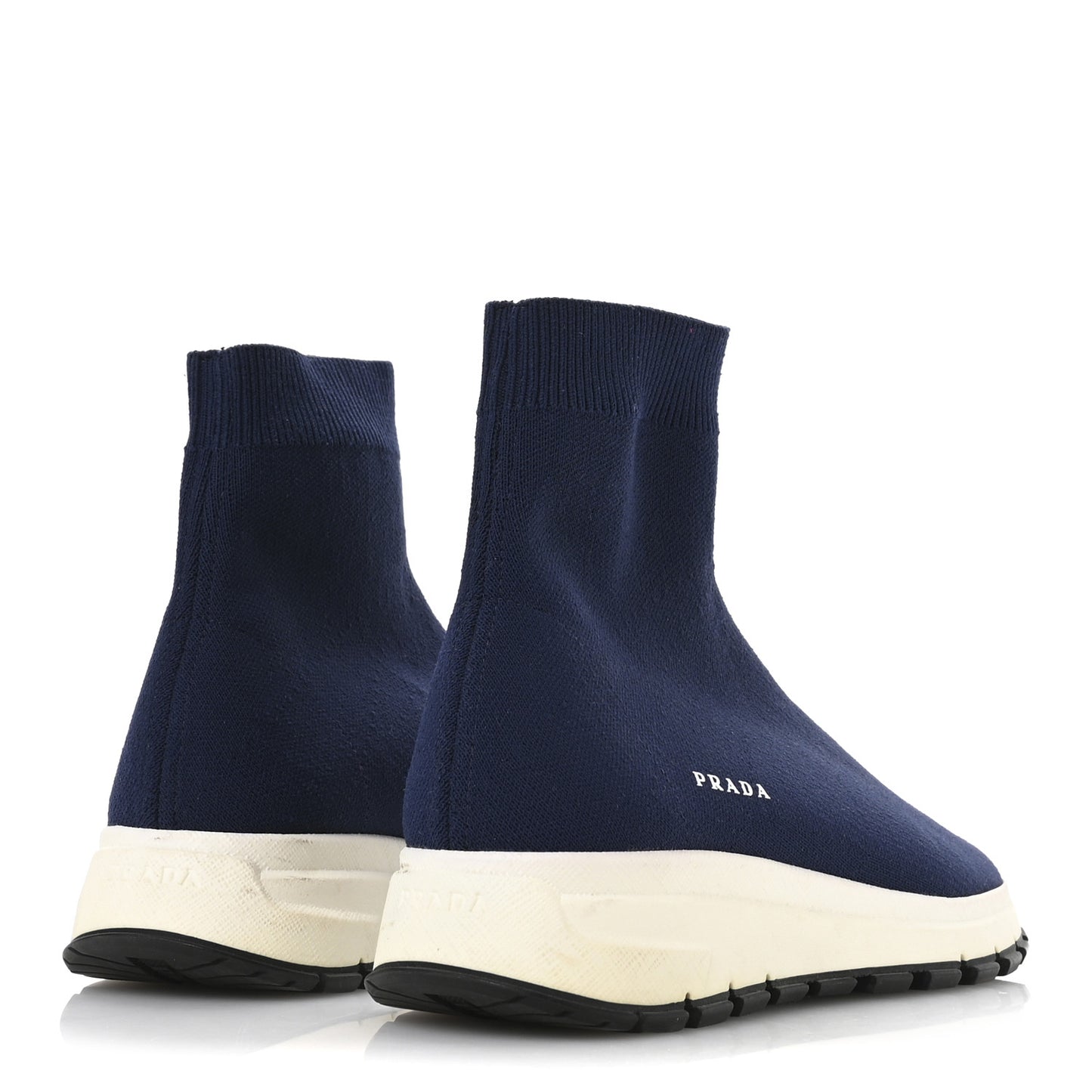 Knit Fabric Logo Sneakers 39 Navy