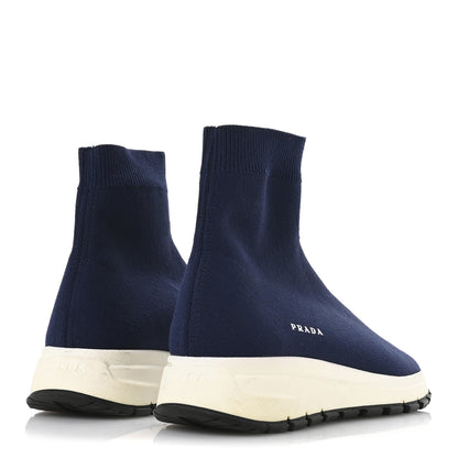 Prada Knit Fabric Logo Sneakers 39 Navy 5 of 7
