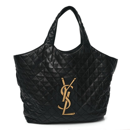 Saint Laurent Lambskin Quilted Maxi Icare Shopping Tote Black 1 of 13