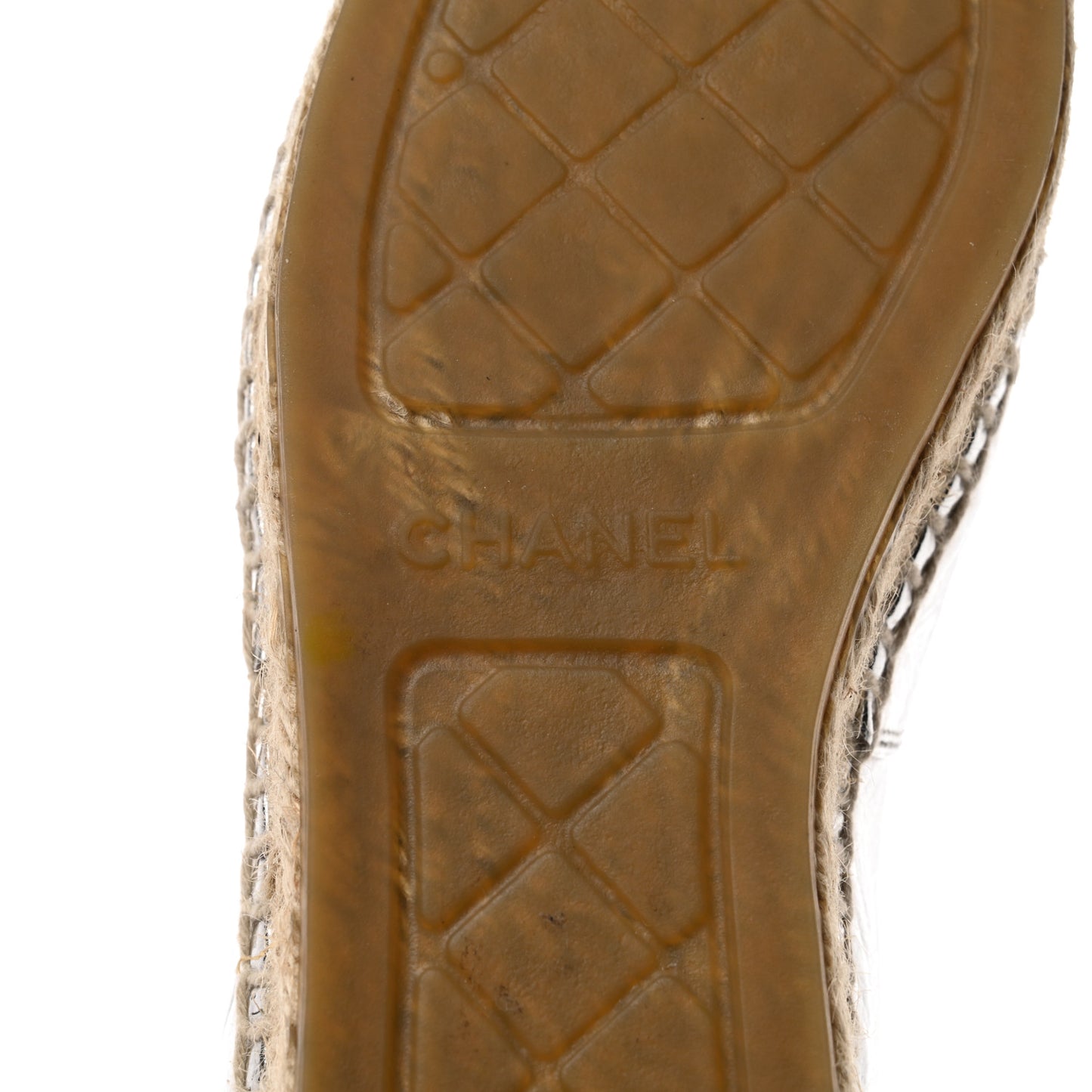 Laminated Goatskin CC Espadrilles 38 Silver