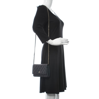 Chanel Iridescent Caviar Quilted Wallet On Chain WOC Black 2 of 12