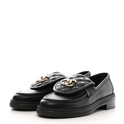 Chanel Lambskin Quilted CC Turnlock Loafers 36 Black 3 of 9