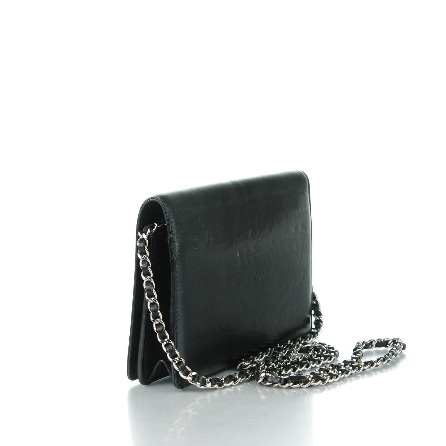 Lambskin Studded CC Wallet On Chain WOC Black