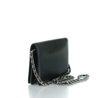 Chanel Lambskin Studded CC Wallet On Chain WOC Black 3 of 13
