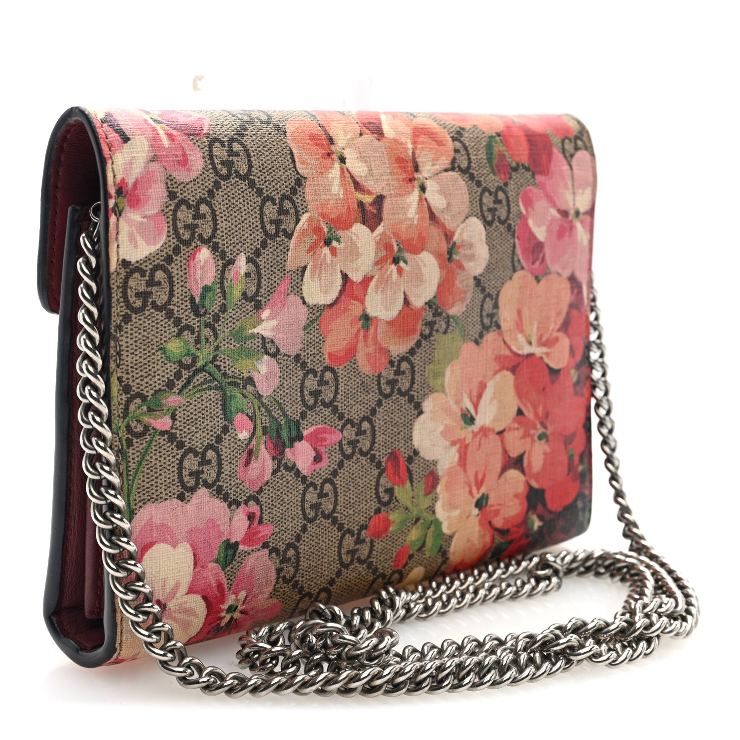 Gucci GG Supreme Monogram Blooms Mini Dionysus Chain Wallet Beige Multicolor Dry Rose 3 of 9