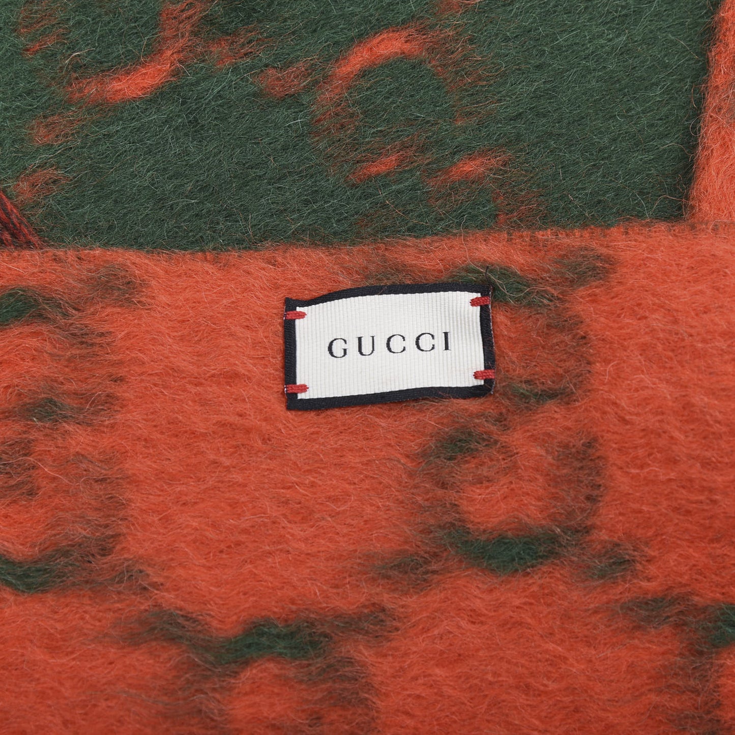 Wool Alpaca GG Monogram Big GG Rock Scarf Green Red