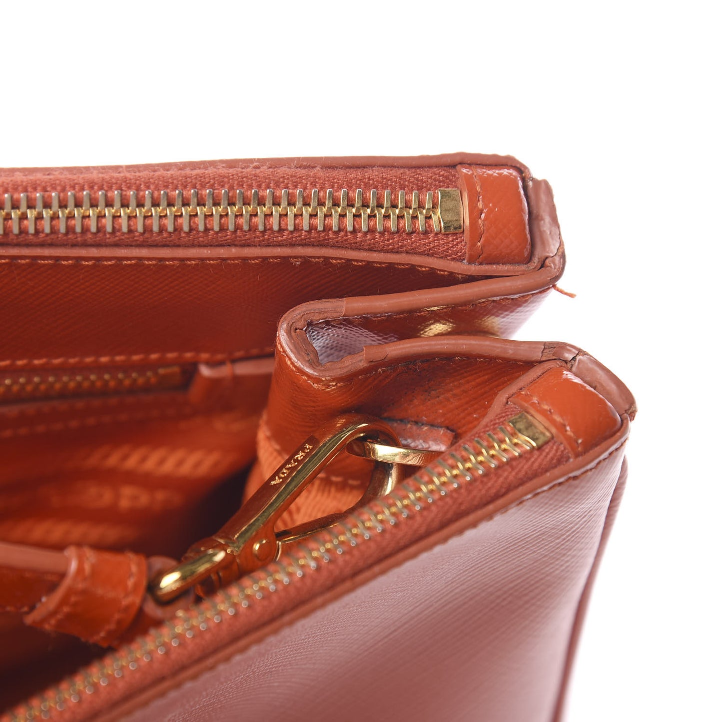 Saffiano Vernice Medium Galleria Double Zip Tote Papaya