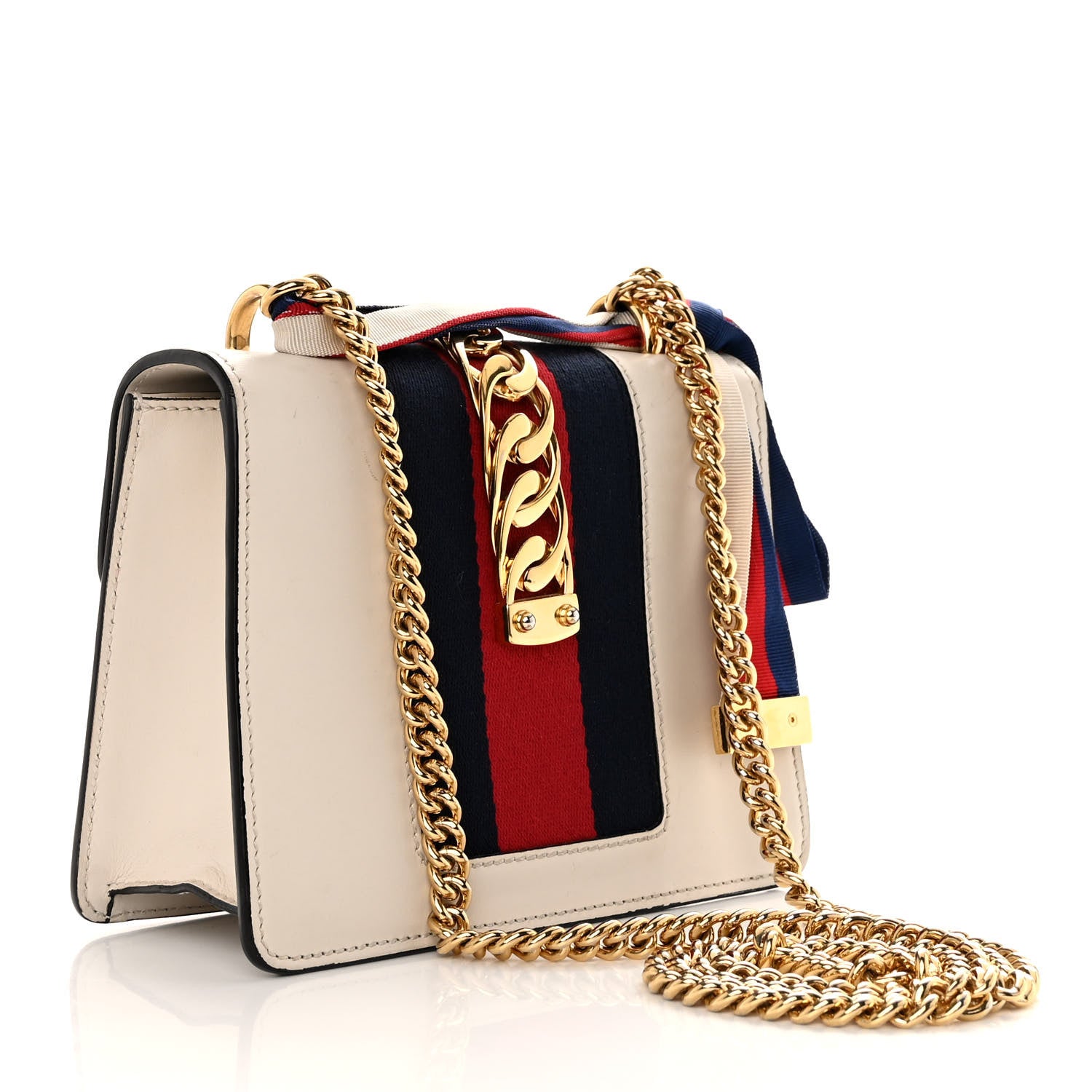 Gucci Calfskin Mini Sylvie Chain Shoulder Bag White 3 of 24