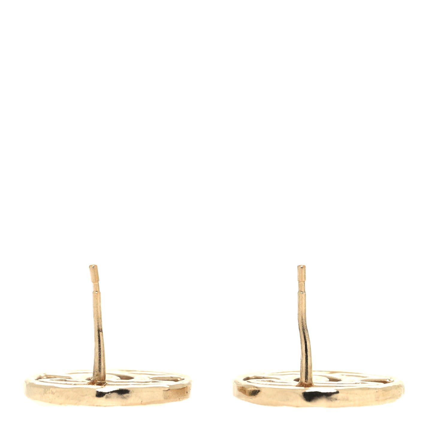 Metal CC Round Earrings Light Gold