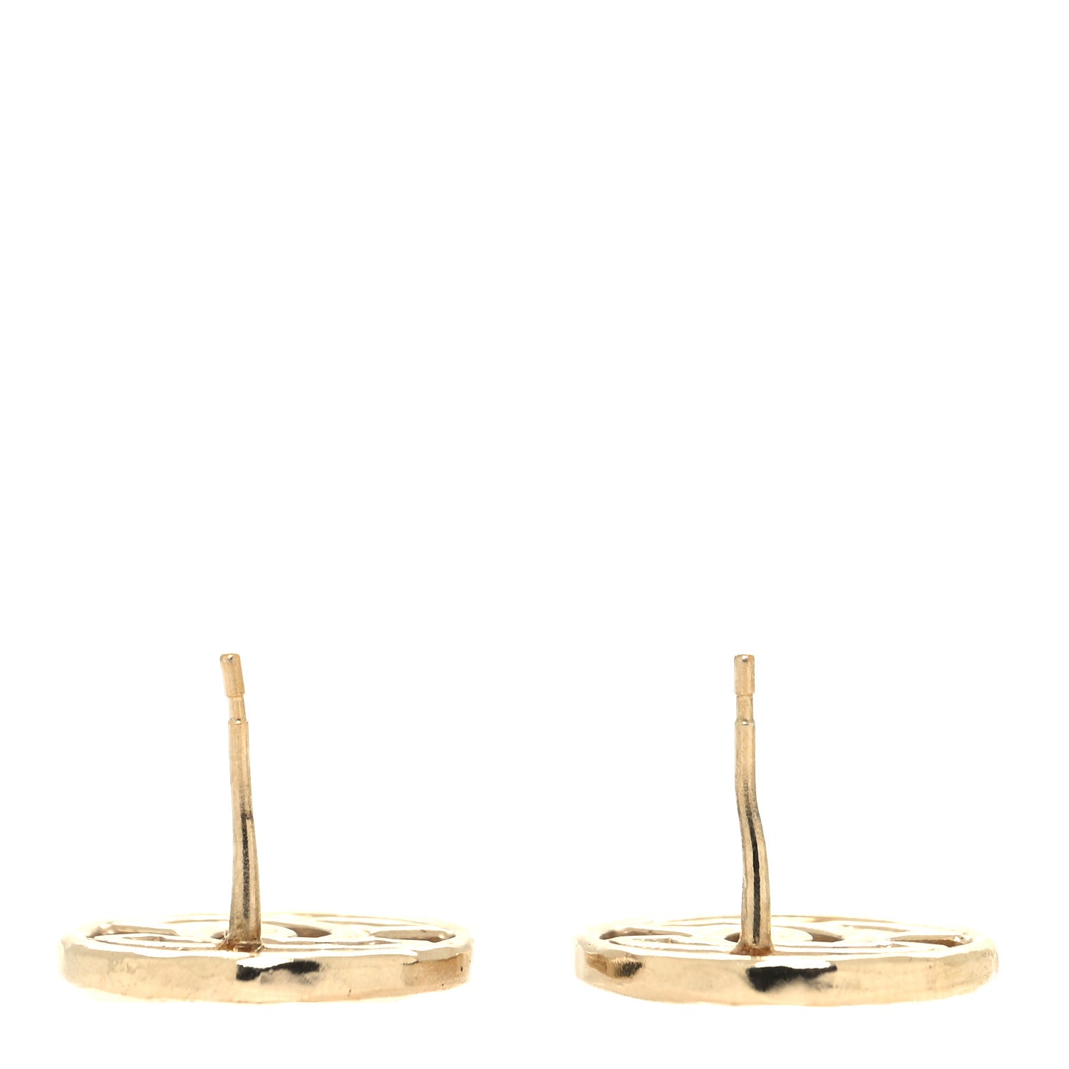 Chanel Metal CC Round Earrings Light Gold 3 of 3