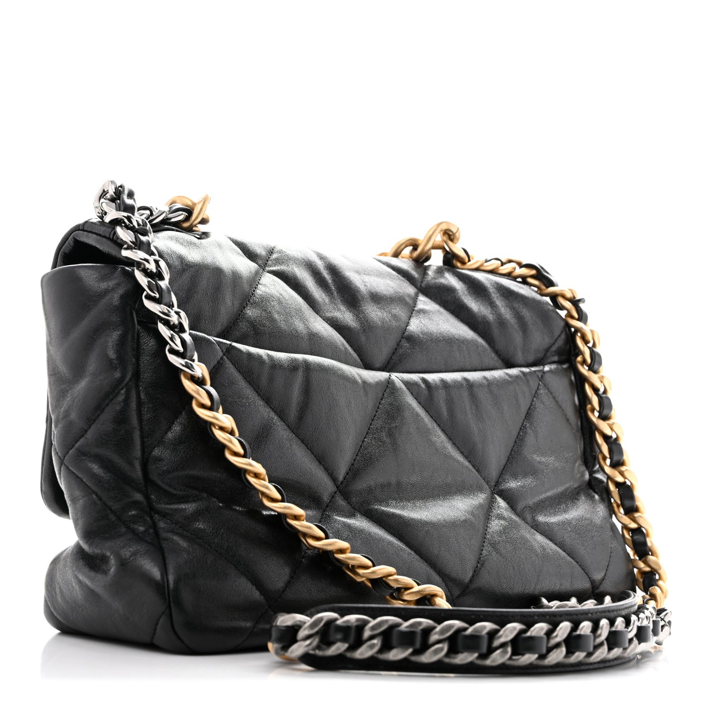 Lambskin Quilted Large Chanel 19 Flap Black