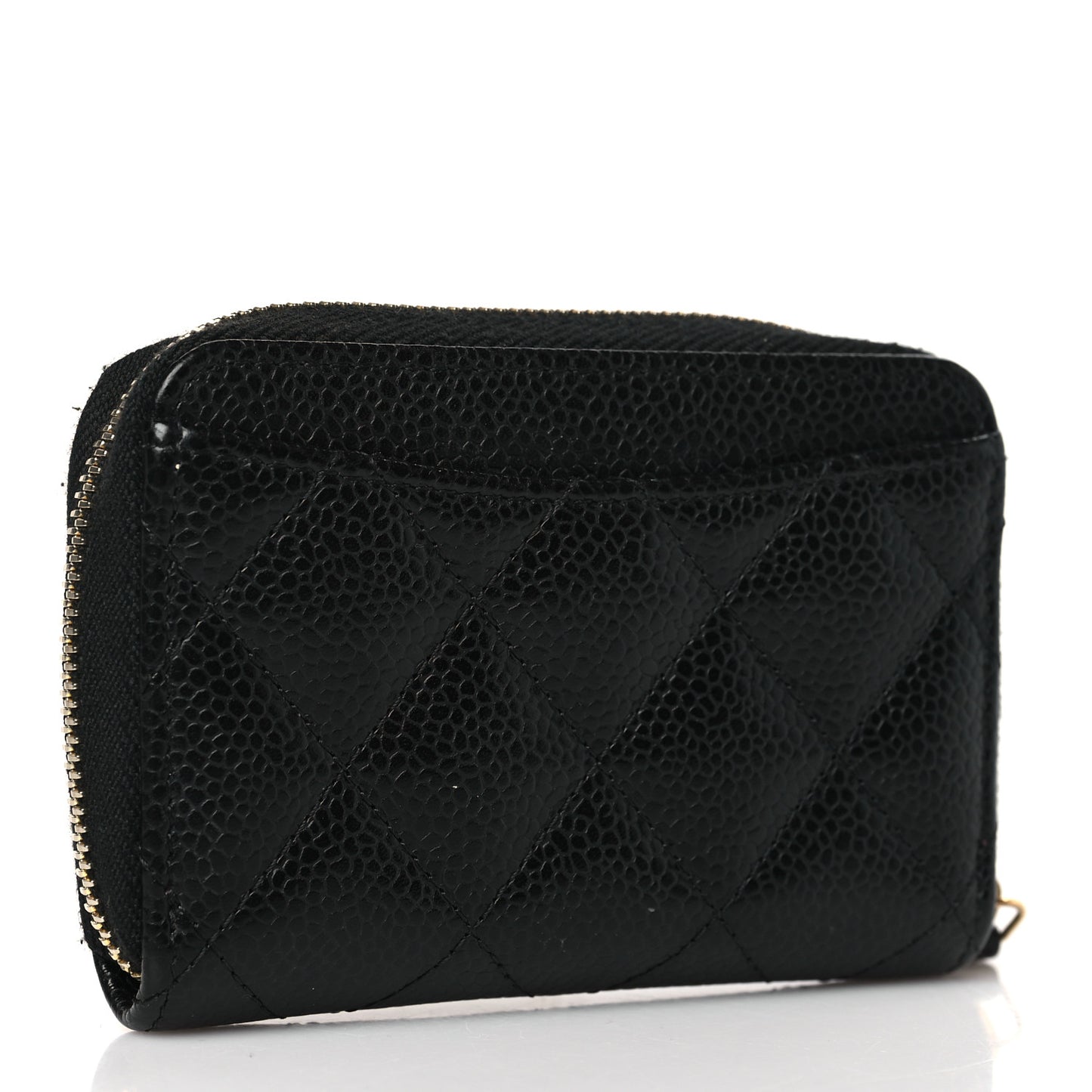 Caviar Quilted Zip Coin Purse Black