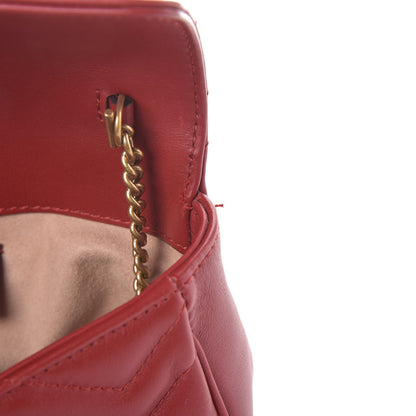 Gucci Calfskin Matelasse Super Mini GG Marmont Shoulder Bag Hibiscus Red 8 of 8
