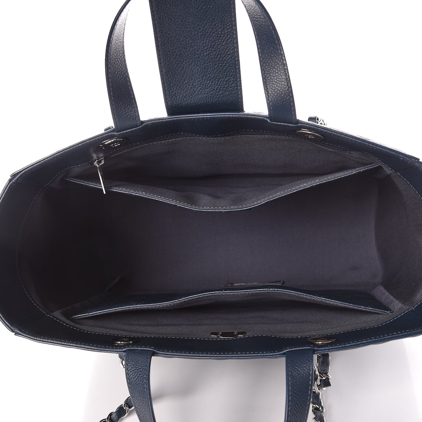 Caviar Quilted Large CC Box Shopping Tote Navy