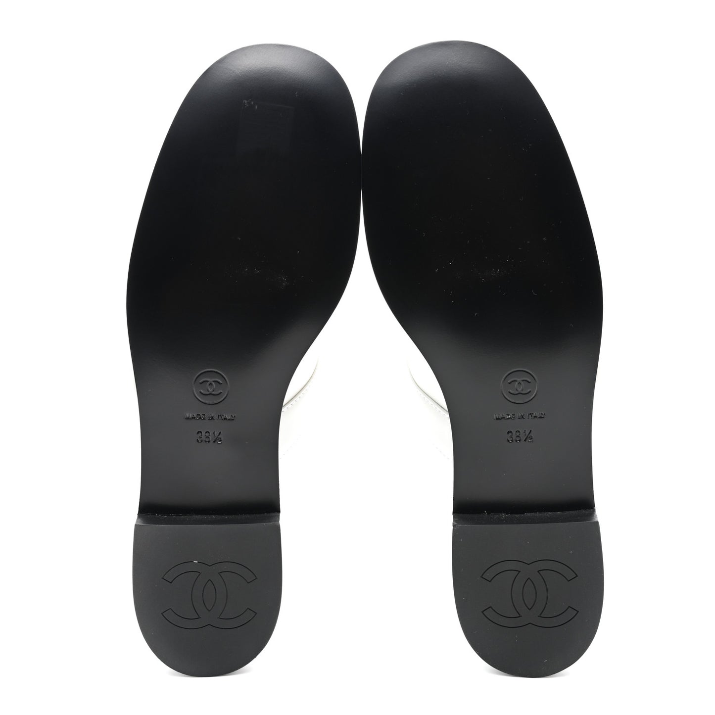 Calfskin Patent Mary Janes Flats 38.5 White Black