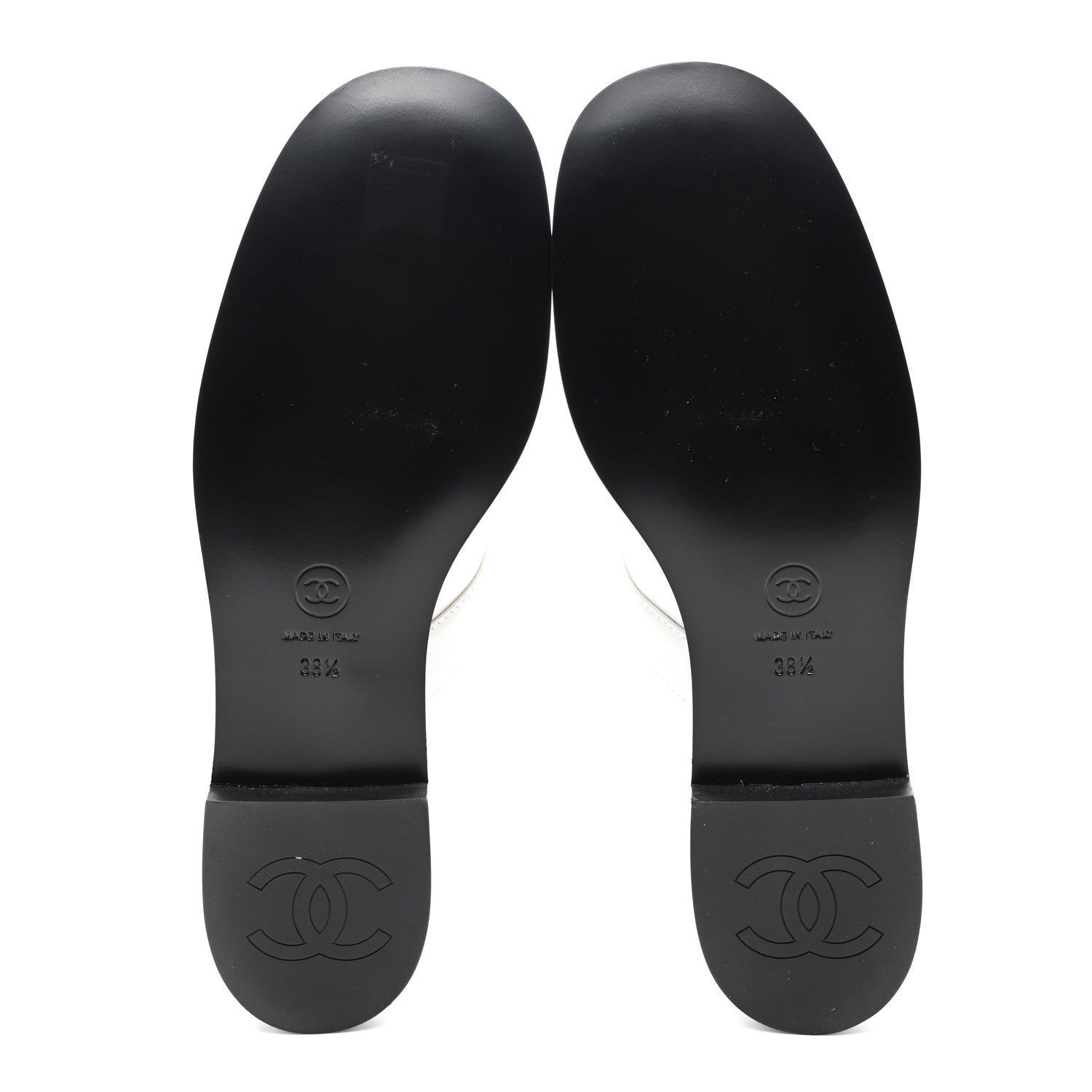 Chanel Calfskin Patent Mary Janes Flats 38.5 White Black 5 of 8