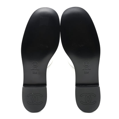 Chanel Calfskin Patent Mary Janes Flats 38.5 White Black 5 of 8