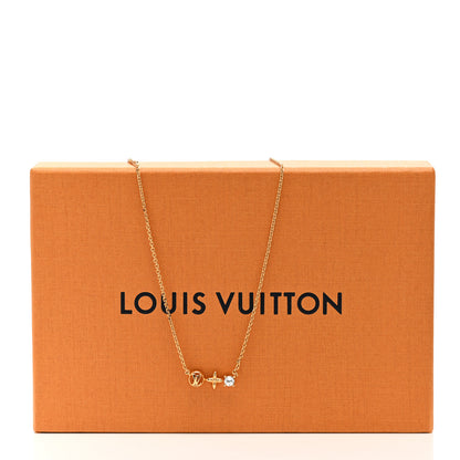 Louis Vuitton Metal Crystal Petite Louis Necklace Gold 6 of 6