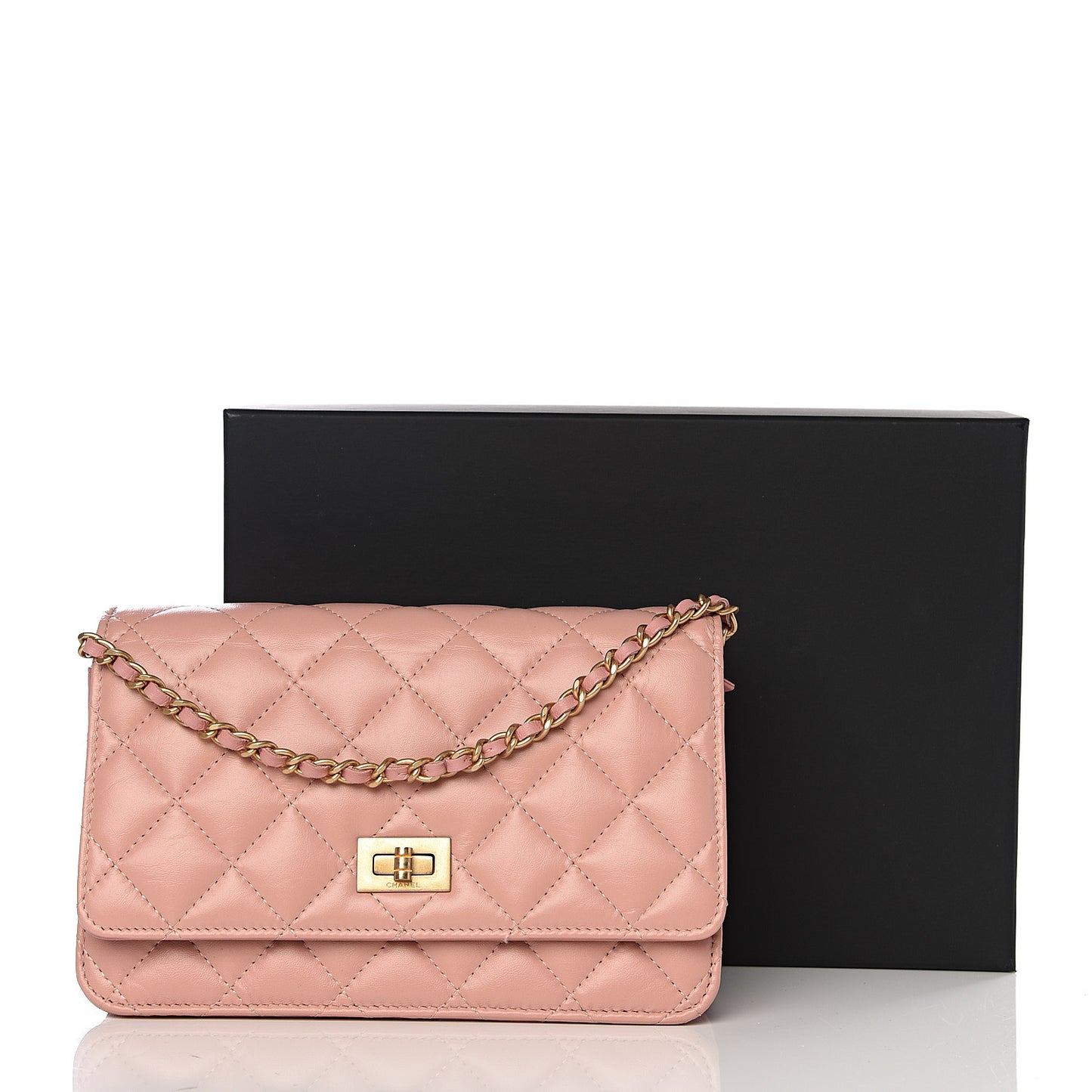 Calfskin Quilted Reissue Wallet On Chain WOC Pink