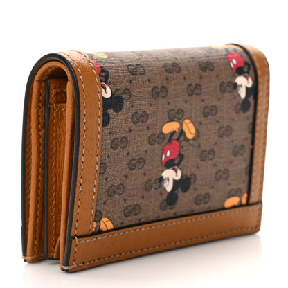Gucci X DISNEY Mini Vintage GG Supreme Monogram Mickey Mouse Card Holder Wallet Beige Vintage Sun Oil 3 of 6