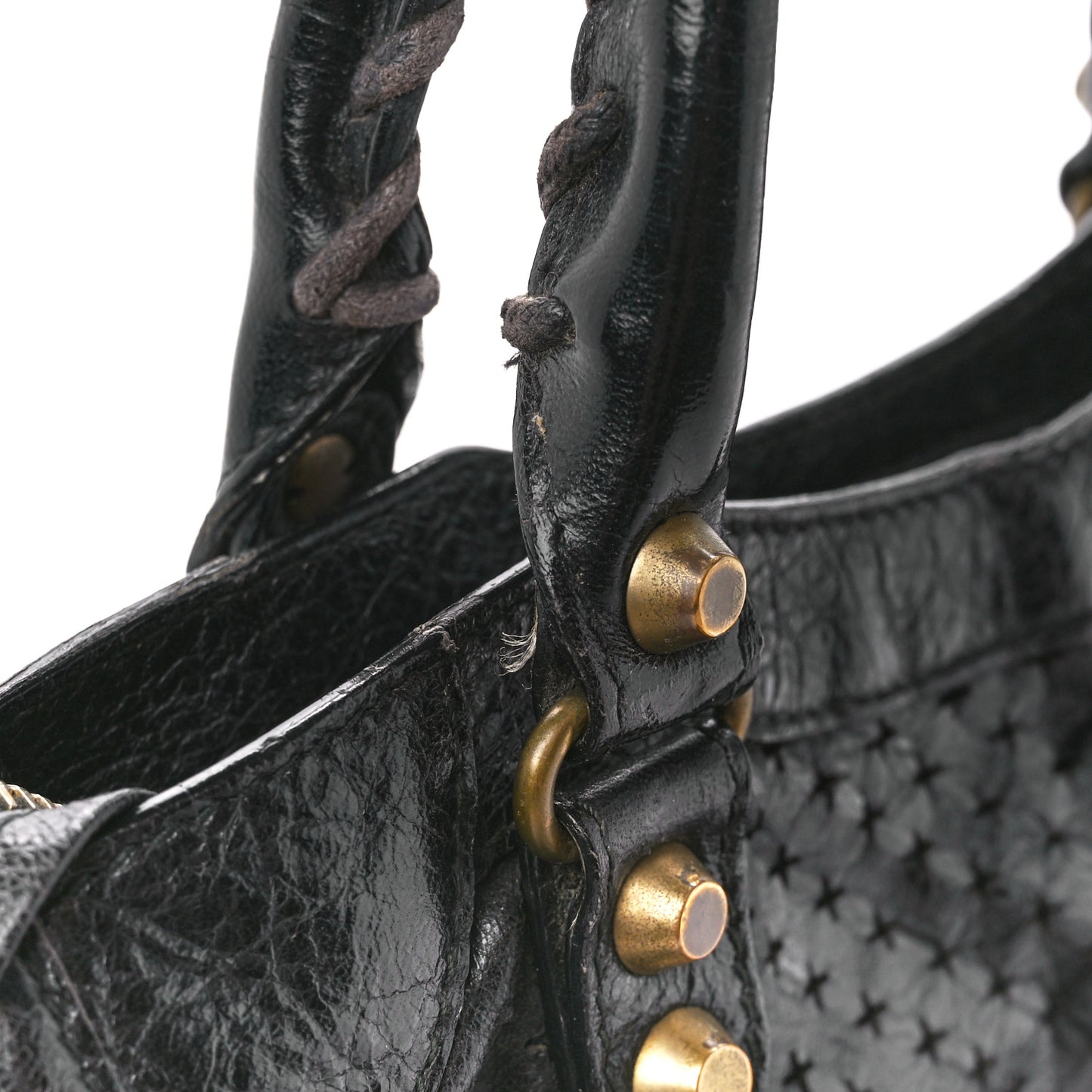 Agneau Laser Cut Cross Classic Gold Hardware Mini City Black