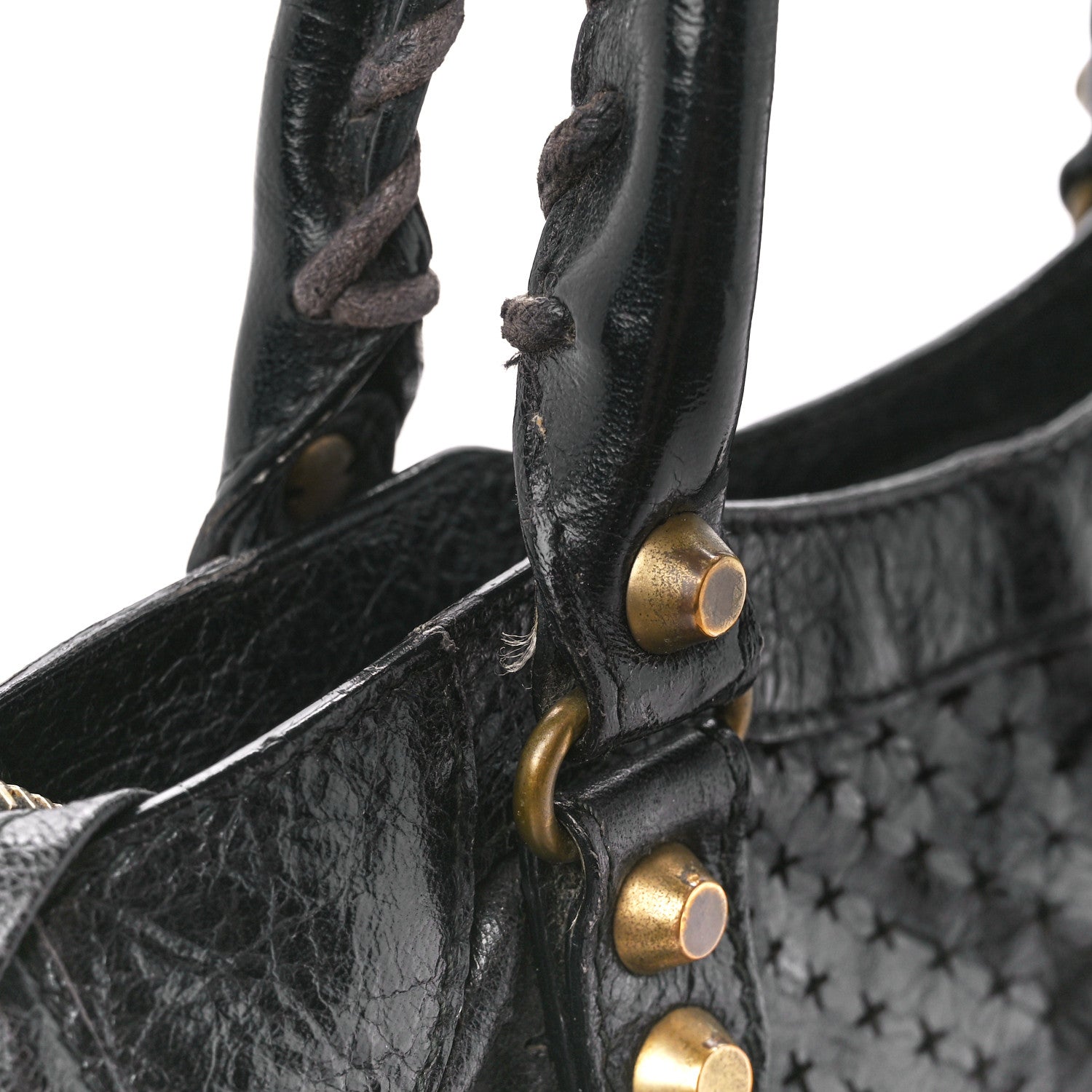 Balenciaga Agneau Laser Cut Cross Classic Gold Hardware Mini City Black 15 of 16
