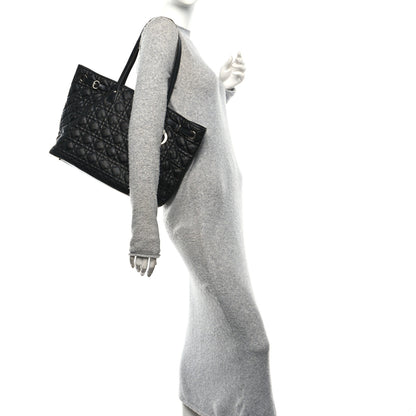 Christian Dior Coated Canvas Cannage Small Panarea Tote Black 2 of 12
