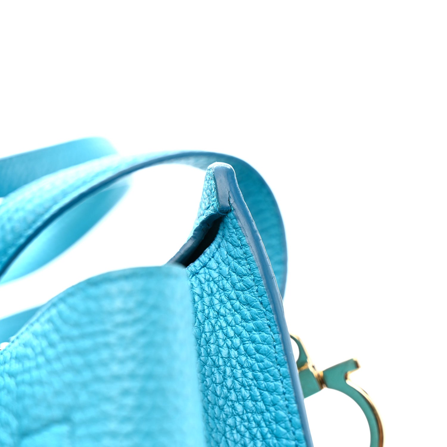 Salvatore Ferragamo Hammered Calfskin Double Handle Small Amy Tote Turquoise 16 of 18