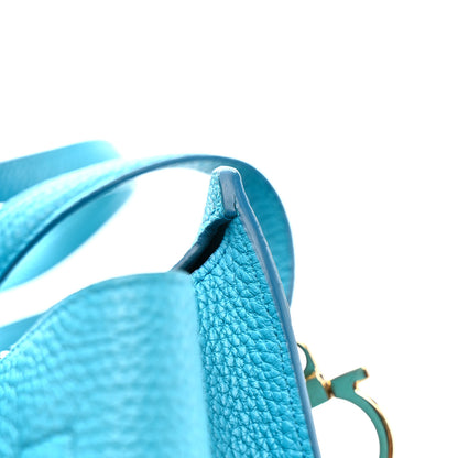Salvatore Ferragamo Hammered Calfskin Double Handle Small Amy Tote Turquoise 16 of 18