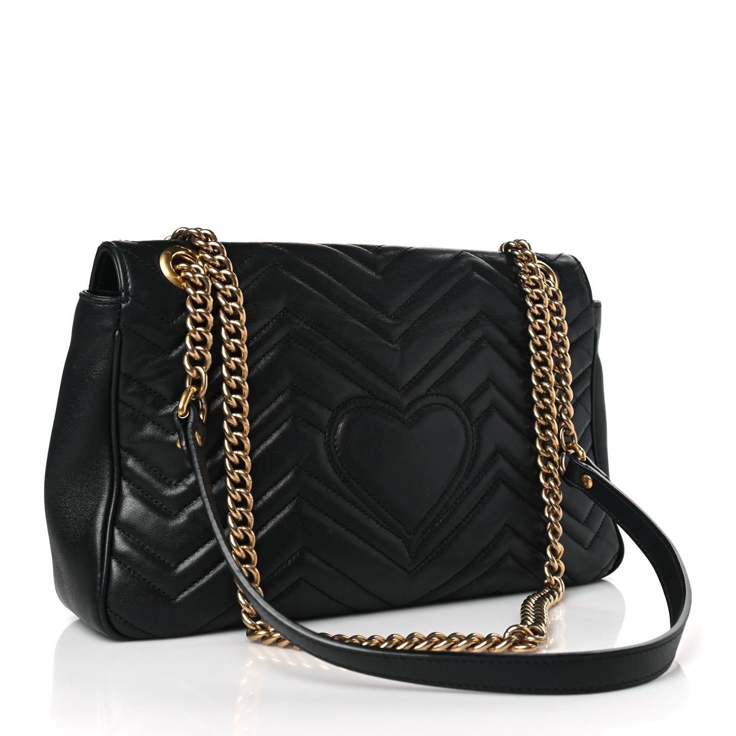 Calfskin Matelasse Medium GG Marmont Shoulder Bag Black