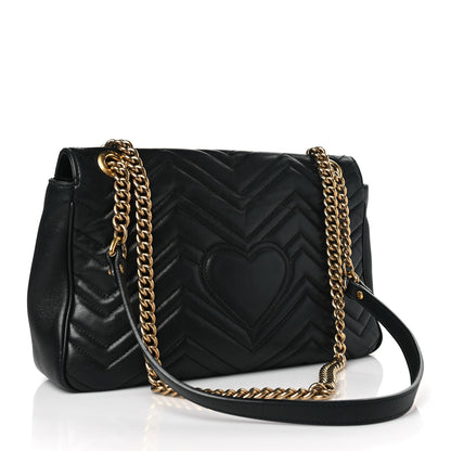 Gucci Calfskin Matelasse Medium GG Marmont Shoulder Bag Black 3 of 9