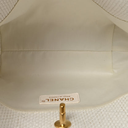 Chanel Braided Raffia Calfskin Small Shopping Bag White Black 5 of 11