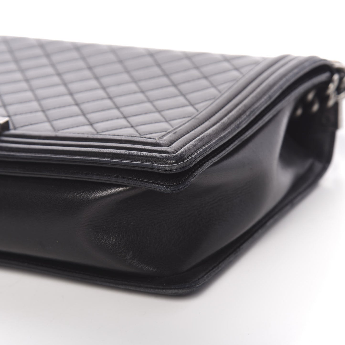 Lambskin Quilted Large Boy Flap Black