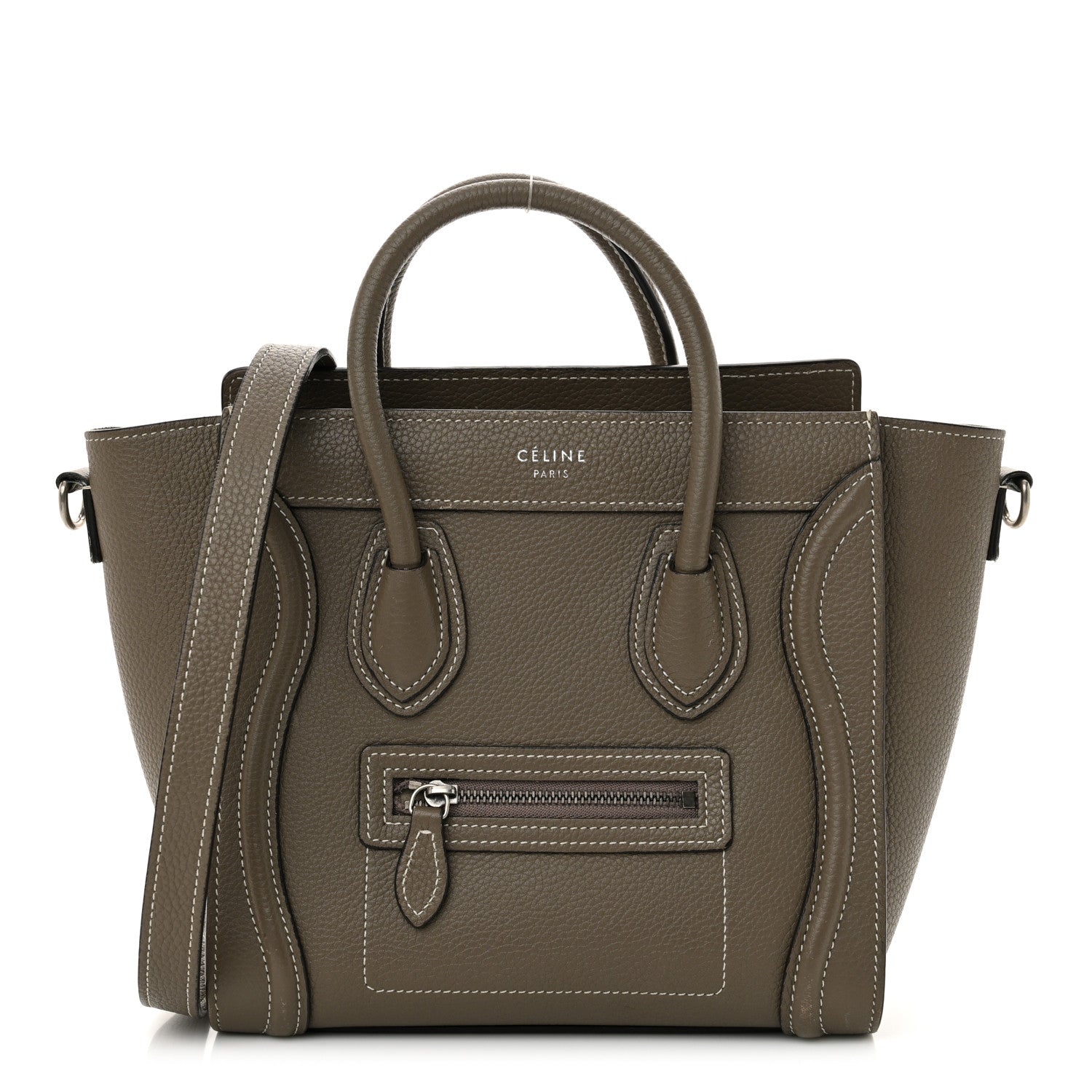 Celine Drummed Calfskin Nano Luggage Souris 1 of 18
