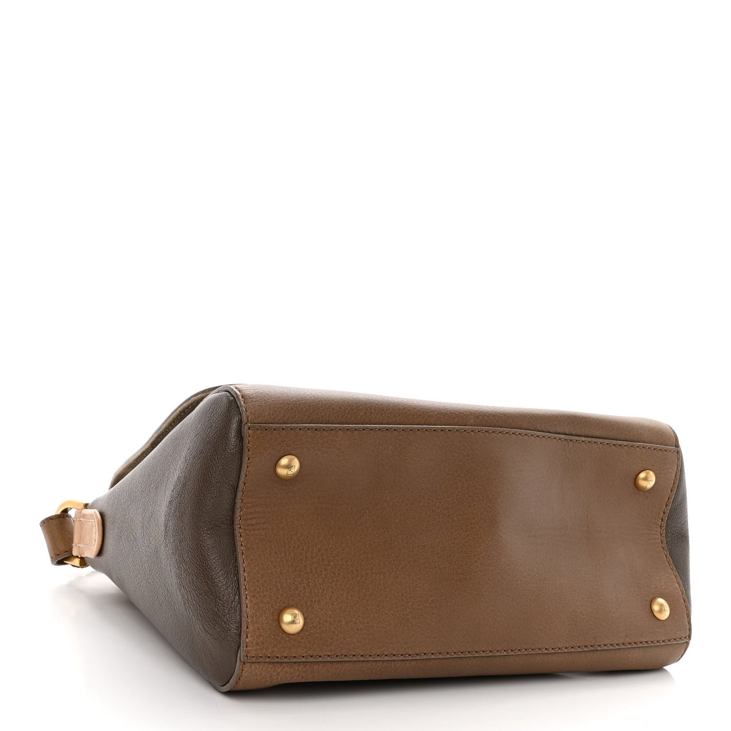 Calfskin Colorblock Anna Shoulder Bag Brown