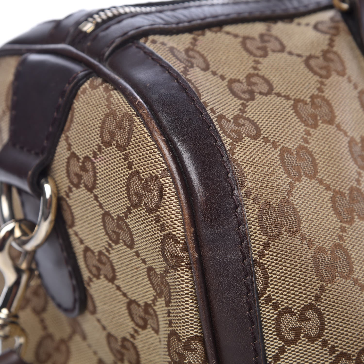 Gucci Monogram Vintage Web Medium Boston Dark Brown 14 of 20